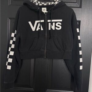 Vans Black and White Cropped Hoodie